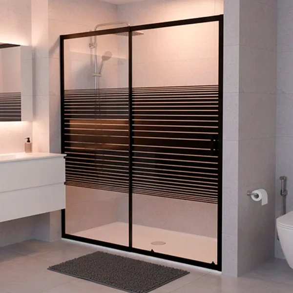 MAMPARA NEGRA CON FRANJAS 160-180X185 CMS - Imagen 2
