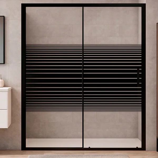 MAMPARA NEGRA CON FRANJAS 160-180X185 CMS - Imagen 3