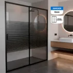 MAMPARA NEGRA CON FRANJAS 160-180X185 CMS - Imagen 4