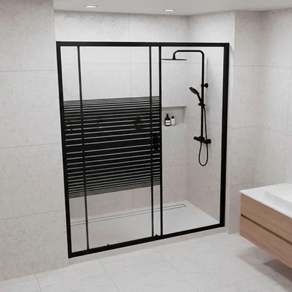 MAMPARA NEGRA CON FRANJAS 160-180X185 CMS - Imagen 5