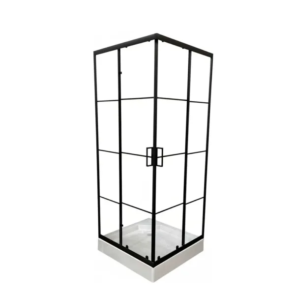 Mampara Shower Door Cuadros Negros Y Receptáculo 90x90 - Imagen 3