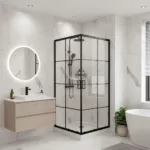 Mampara Shower Door Cuadros Negros Y Receptáculo 90x90 - Imagen 4