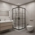 Mampara Shower Door Cuadros Negros Y Receptáculo 90x90 - Imagen 5