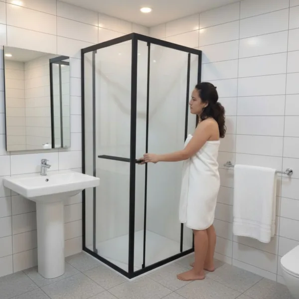 Mampara Shower Door Puerta Abatible Hacia Interior 80x80cms - Imagen 6