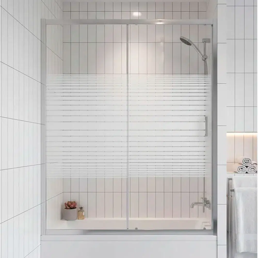 Mampara Tina Ajustable 140-160 Cm Altura 150 Franjas Blanco